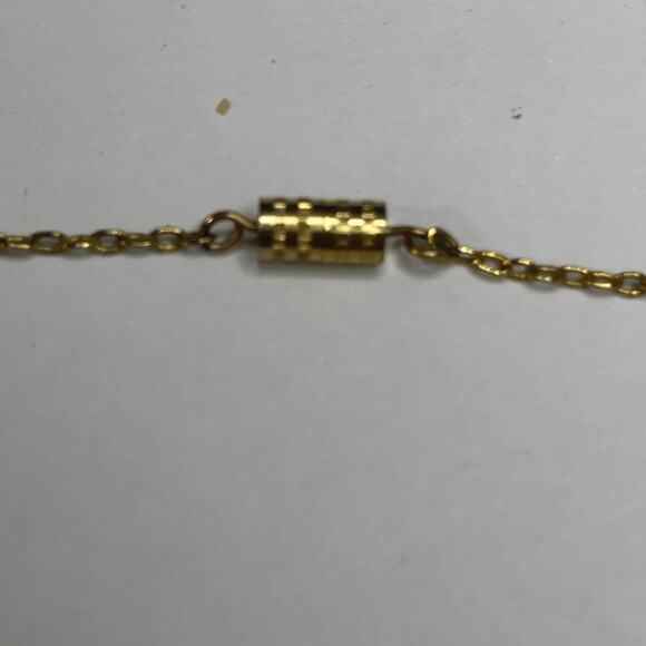 Gold tone enameled necklace costume jewelry vintage or vintage look green red - Picture 7 of 10